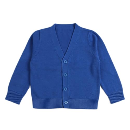 Image of HAOLUKI Baby Boys Girls Button Closure Cardigan Toddler Cotton Knit Sweater Solid Color V-Neck Cardigan School Uniforms