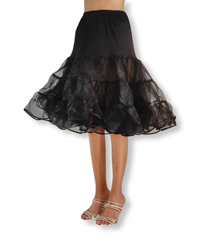 BellaSous Luxury Adult Woman Multi Laye Knee Length Halloween Skirt (Black,(Small/Meduim))