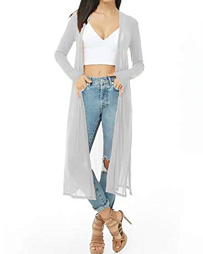 Image of Womens Sexy Sheer Long Sleeve Cardigan See Through Mesh Cover Up
