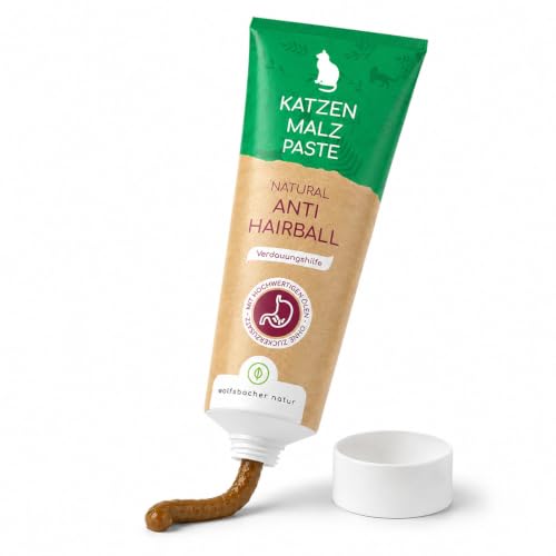 Malzpaste für Katzen – Anti Hairball Paste zur Reduzierung von Haarballen – Katzensnack mit Malz & Ballaststoffen – Fördert den Abgang verschluckter Haare 100g