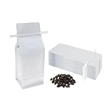 25 Pcs White 8 oz Tin Tie Coffee Bags, 1/2lb Empty Flat Bottom Resealable Degassing Coffee Bean Bags