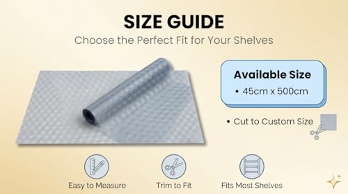 Image of Dribble EVA Shelf Liner Mat 45x500cm Roll, Non Slip Drawer & Cabinet Liner for Kitchen, Waterproof Oilproof Washable Fridge Mat, Anti Skid Cupboard Wardrobe Multipurpose Mat (Grey)