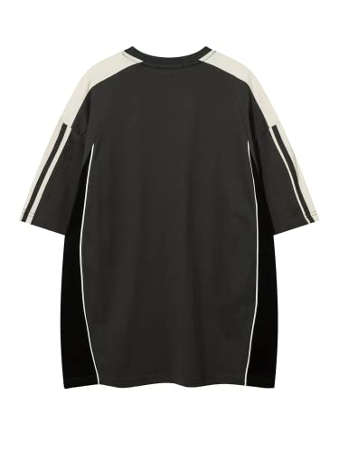 Vamtac Men's Short Sleeve Raglan Tees Color Block Letter Print Graphic Vintage Casual Summer Steetwear Tee Tops Unisex