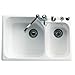 Rohl 6327-00KIT ALLIA 1 1/2 BOWL KITCHEN SINK IN WHITE FIRECLAY 33^ X 22^ WITH FOUR HOLES