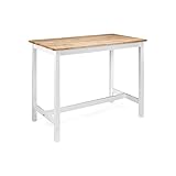 Opción de taburetes a juego MERKAHOME - Mesa Alta de Cocina o Bar de Madera Blanca y Roble 108x60 cm Lucas