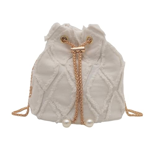 Sac à main en jean à cordon et détails de glands bohèmes