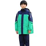 [LJZM] レインコート キッズ 上下 セパレート 子供 レインスーツ ランドセル対応 雨具 カッパ レインウエア ジュニア 男の子 女の子 男女兼用 梅雨対策 通園 通学 遠足 (ダークグリーン, 2XL)