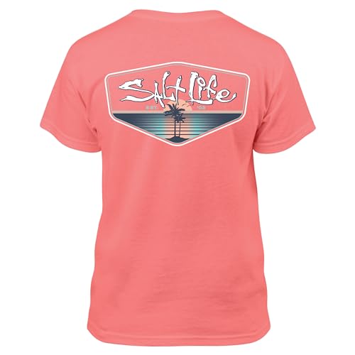 Salt Life Private Island Youth Short Sleeve Tee, Ocean Coral, Small