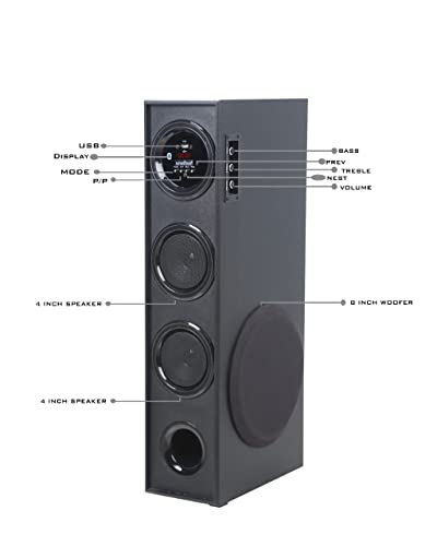 Image of Krisons Sound Blaster Tower Speaker (8 inch Woofer) | Bluetooth Supporting | USB, AUX, LCD Display, Built-in FM | 80 W