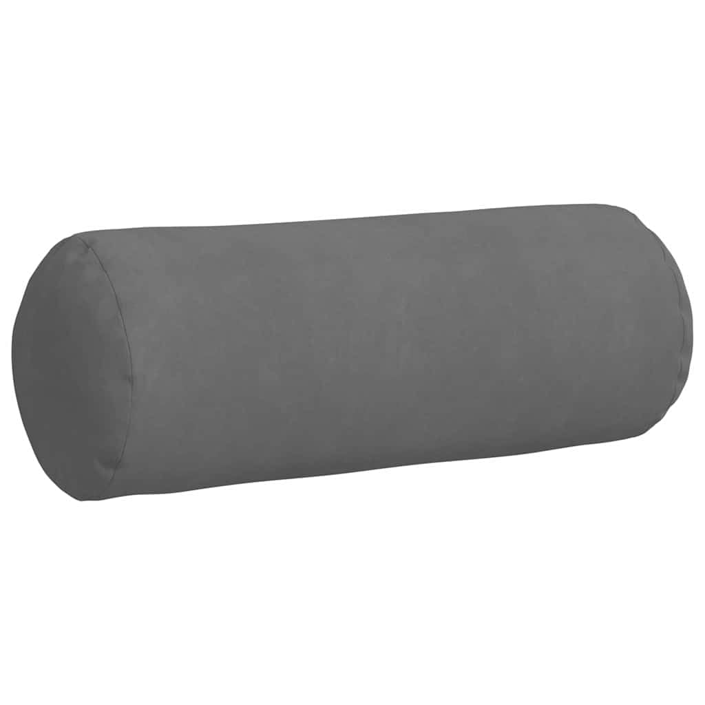2 cuscini traversini, colore grigio scuro, diametro 25 x 70 cm, morbido tessuto in microfibra con imbottitura in poliestere, sfoderabili per divano, letto, sedia