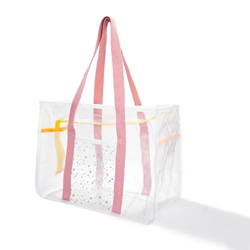Clear Beach Bag for Women,Waterproof,Sandproof,Large Transparent PVC Tote Bag for Stadium Events Beach Travel Gym Pool
