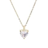 14K Gold Plated Diamond Necklaces for Women April Birthstone Necklace Heart Pendant Necklace April Birthstone Jewelry April Birthday Gifts for Women Girls Jewelry