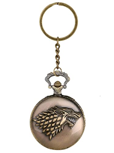 Image of AUGEN Premium Pocket Watch Metal Keychain Game Of Throne Retro Vintage for Gifting With Key Ring Anti-Rust (Pack Of 1)