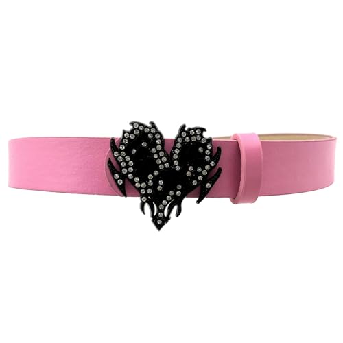 Love Buckle Belt For Women Rhinestones Buckle Waist Belt For Teens Girl PU Leather Women Belt For Jeans Pants