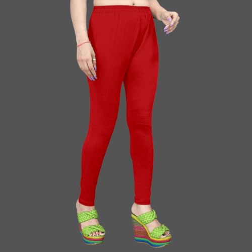 Image of Women's Solid Mid Rise Slim Fit Ankle Length Leggings - Comfortable and Stylish Yoga Pants for Workout, Running and Everyday Wear