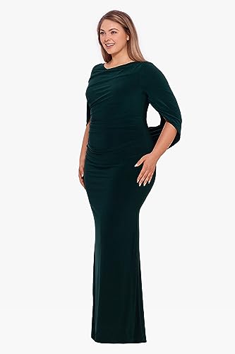 Betsy & Adam Women's Plus Size Long Stretchy Cowl Neck Drape Back Dress3