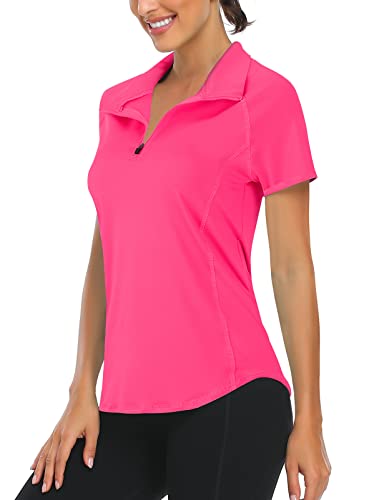 LURANEE Women's Short Sleeve Moisture Wicking Athletic Shirts Quarter Zip Pullover