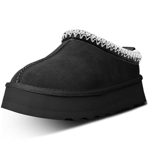 Image of febatn Women's Platform Slippers Comfy Mini Boots Fur Fleece Lined Short Ankle Boot Fluffy House Slippers for Indoor Outdoor