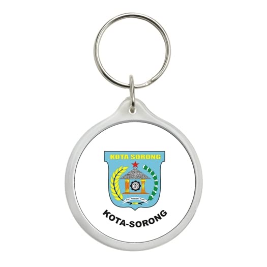 ROUND KEYCHAIN. KOTA SORONG SHIELD WEST PAPUA INDONESIA