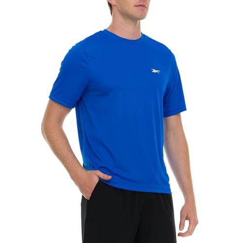Reebok Men's Short Sleeve Rash Guard, UPF 50+Sun Protection Swim Shirt Blue - image 2