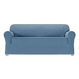 Zenna Home Simply Fit 1-Piece Steps Stretch Sofa Slipcover, Slate