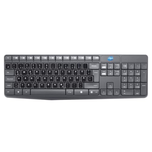 Kit teclado y ratón inalámbrico SIMPLETEK con pegatinas QWERTZ alemanas 2