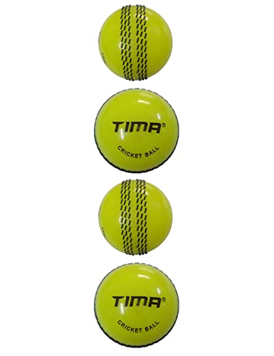 Image of Tima Sports Fun Poly Hard Synthetic Red Cricket Ball (Yellow Pack of 4)