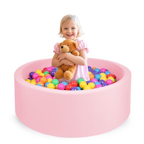 Image of COZYTRAUM Foam Ball Pit, 35"x 12" Ball Pits for Toddlers, Soft Round Kiddie Baby Ball Pool for Kids, Ideal Gift for Babies Indoor Outdoor Game, Balls Not Included,Pink...