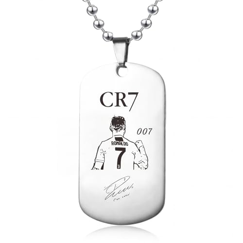 qiyeyeye Number 7 Soccer Star Necklace World Cup Chain No.7 Football Star Tag Pendant 2026 for Men Women Sports Jewelry Gift for Football Fans Design 007 Accessories Merchandise