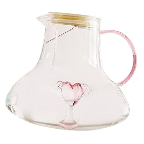 KOCKSHION 大容量耐熱ガラスピッチャー蓋付き冷水筒ジュースジャグ家用冷蔵庫対応おしゃれ飲料容器透明水差し