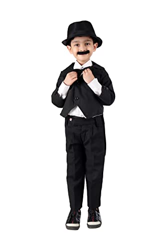 Image of BookMyCostume Charlie Chaplin Dress for Boys | Comic Character Fancy Dress Costume | Charlie Chaplin Costume for Kids 8-10 years