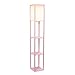 Simple Designs LF1014-LPK Etagere Organizer Storage Shelf Linen Shade Floor Lamp, Light Pink
