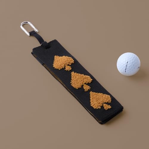 Image of ANDGOLF Pleats Ball Towel, Use to Wash My Ball and Club, Best Choice for Golf Gifts, Embroidered Golf Towels, Clip for Bags /Pants /Skirts, Durable Elastic Band, Colorful Fashion Golf Item (Brown)