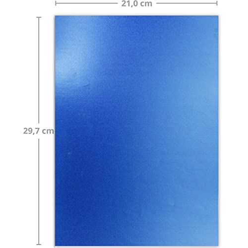 Metallic paper DIN A4 21.0 x 29.7 cm - Blue Metallic - 15 pieces - glossy craft paper 90 g m² - White back - for invitations weddings - Image 3