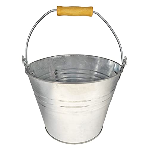 Cubo de Metal con asa 12 litros, Cubo metálico Multiusos 24,8 x 29,5 x 28,8 cm, Recipiente para Limpieza, jardinería, Maceta Redonda de jardín Decorativa