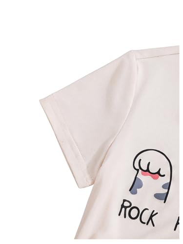 SweatyRocks Girl's Cat Paw Graphic Letter Print Tees Crew Neck Short Sleeve Cute T Shirt Tops4