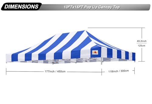 Image of ABCCANOPY Replacement Canopy Top for Pop Up Canopy Tent 10x15 Blue Stripe
