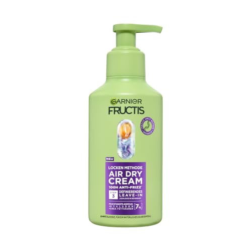 Garnier Fructis Locken Methode Air Dry Cream definierendes Leave-In für alle Lockentypen mit Hyaluron und Shea-Fettsäuren bändigt Frizz bis zu 100H 1x260ml