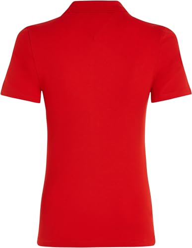 Tommy Hilfiger Damen Poloshirt Kurzarm 1985 Slim Pique Polo Ss Slim Fit, Rot (Fierce Red), XXS 4