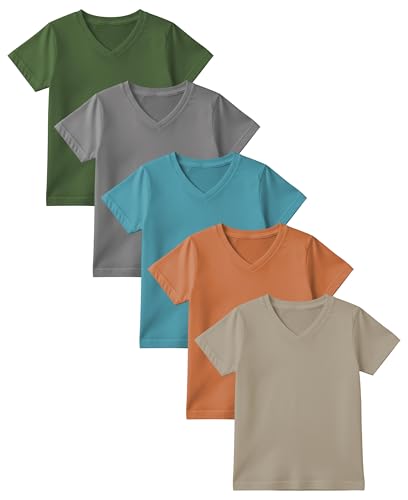 Andrew Scott Youth Athletic T-Shirts | Dry-Fit Moisture Wicking Short Sleeve V Neck Tees | Boys Girls | Multi Packs (US, Alpha, XX-Large, 5 Pack- Metals)