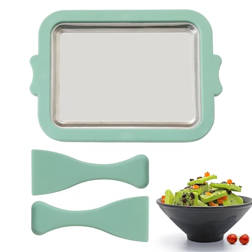 Máquina para hacer helados casera,Máquina para hacer rollos de helado, para helados enrollados de acero inoxidable | Mini máquina para con 2 palas para hielo para yogur