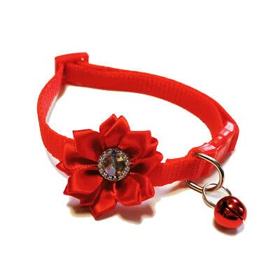 LitVibes Cat Collar Breakaway With Bell,Kitten & Small Dogs Soft Adjustable Collar Safe,Solid & Protection For Cats & Puppies,Cute Kitty Neckband With Flower Design-Red,?14 cm,W_2 cm (B0BNJ9TNLQ) Amazon Price History, Amazon Price Tracker