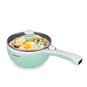 Dezin Electric Cooker Upgraded, Non-Stick Sauté Pan, 1.5L Mini Electric Fondue Pot for Cheese, Stir Fry, Roast, Steam with Power Adjustment, Perfect for Ramen, Steak (Egg Rack Included)