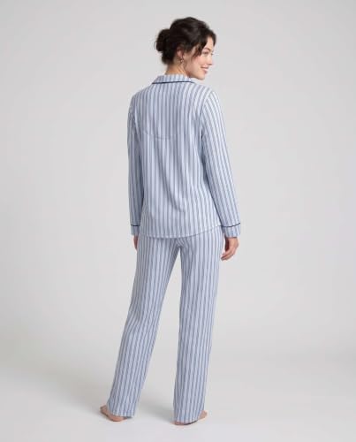 Image of Laura Ashley Women's Plush Knit Pajamas 2 Piece Ultra Soft Brushed Long Sleeve Button Down Top and Pants Sleepwear Set