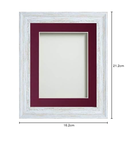 Frame Company Lynton Rustic White Photo Frame with Plum Mount, 6x4 for 4x3 inch, fitted with perspex - Image 3
