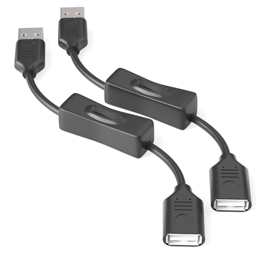 USB On/Off Switch Cable 2-Pack 2A Charging 480Mbps Data Type-A 2.0 Power Extension Cord with ON/OFF for PC Computer Laptop TV Car PS4/PS5/Xbox USB Fan Lamp LED Keyboard Mouse Flash Drive Raspberry Pi