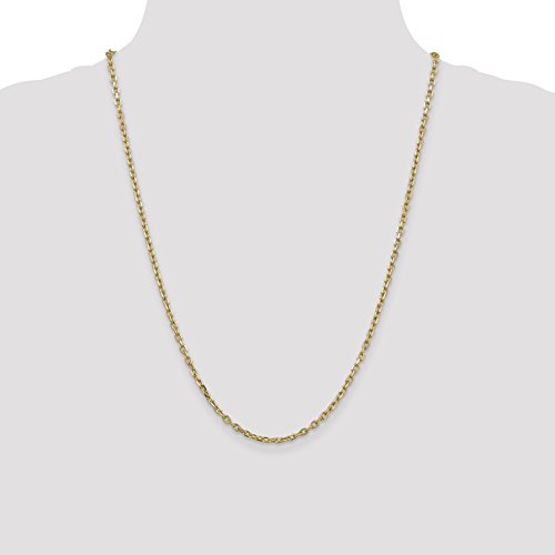 14K Yellow Gold Women's 4mm Diamond Cut Cable Chain Necklace 24" Round Open Link2
