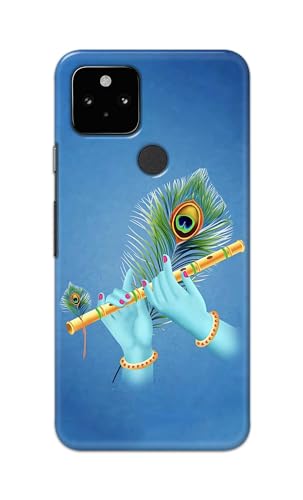 Image of PRINTFIDAA Printed Hard Back Cover Case for Google Pixel 5 Back Cover (Flute in Krishna Hands) -112