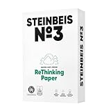 Steinbeis No.3 Papier pour imprimante – 2500 (5 x 500) feuilles de papier recyclé A4 80 g/m² blanc et sans chlore de qualité supérieure ISO 90/CIE 110
