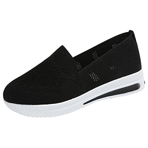 Women Walking Shoes Ladies Lace Up Sneakers Mesh Go Running Trainers Low Top Breathable Athletic Walk Gym Shoes Sport Run (6, Black) Cover
